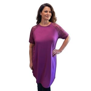 Agnes and Dora A Line Purple Lace Raglan Sleeve Modal Soft Feel size XL‌‌‌‌‌‌